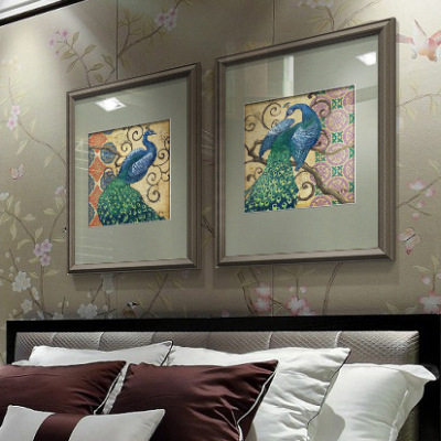 GB9040 fucui qianling new abstract pattern peacock decoration painting I model room hanging painting warm space