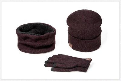 Internet hot seller amazon American hot style AB yarn hat scarf gloves three-piece set