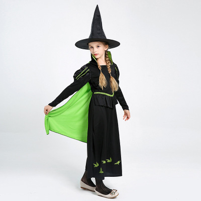 Halloween children's dress evil witch plays costume with hat