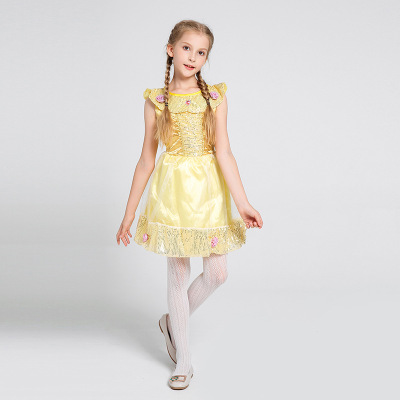 Halloween beauty and beast princess belle dresses play costumes