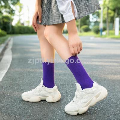 Autumn and winter socks wholesale women's socks Japanese and Korean cotton dui dui socks women's purple pure color comf