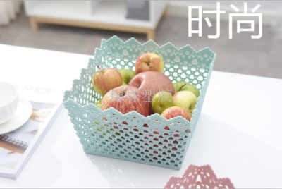 Square hollowed-out imitation rattan collection basket plastic storage frame storage basket finishing rack