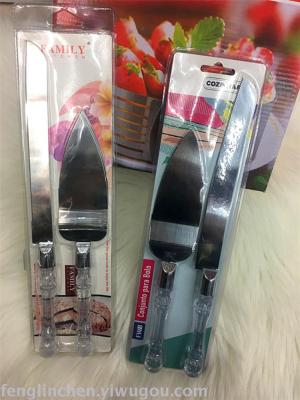 Baking tool toothed cake pizza burger crystal handle stainless steel tip shovel with serrated bread cake cutter