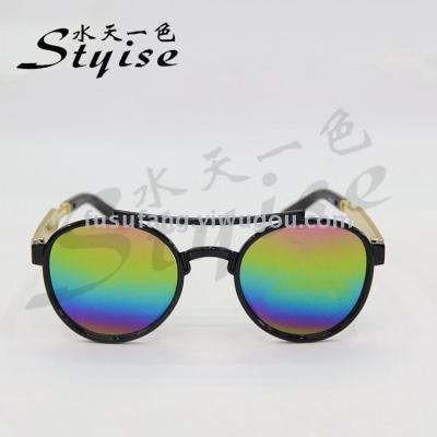 Fashionable double beam circular frame seven colors mercury piece sunglasses trend sunglasses 910c