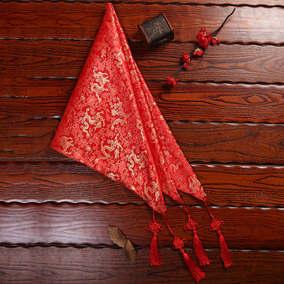 Cloth art brocade silk wedding supplies Red head scarf wholesale