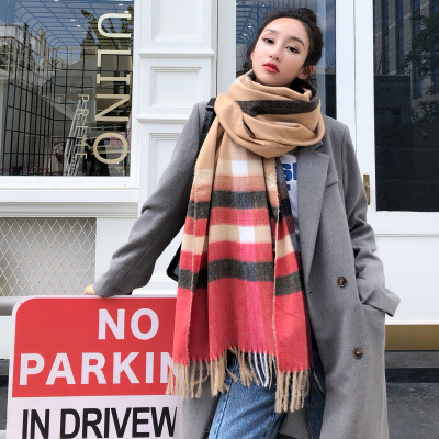 Women's Scarf Autumn and Winter Thickened Korean Style New Shawl Cashmere-like British Plaid Women's Warm Variety Scarf