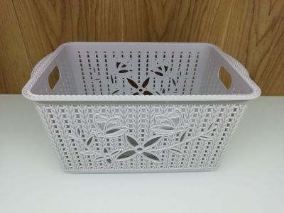 PP plastic rectangular hollowed - out portable butterfly PP imitation rattan woven storage basket placed in the bathroom handbasket