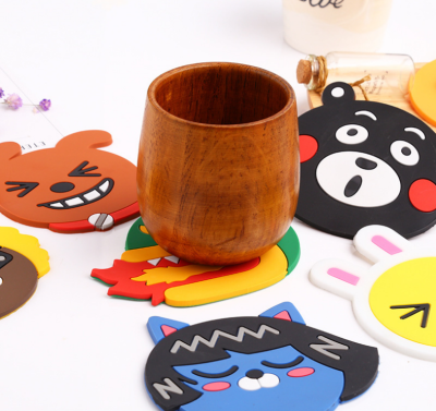 Korean creative cartoon new cup mat cartoon cup mat thermal shock food mat three-dimensional soft plastic cup cushion