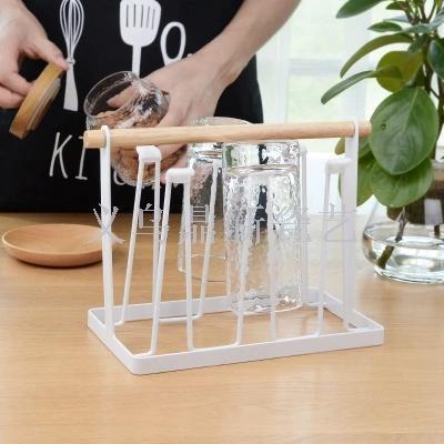 Japanese wooden handle tie yi cup holder creative and simple cup base rack kitchen sorting rack storage rack