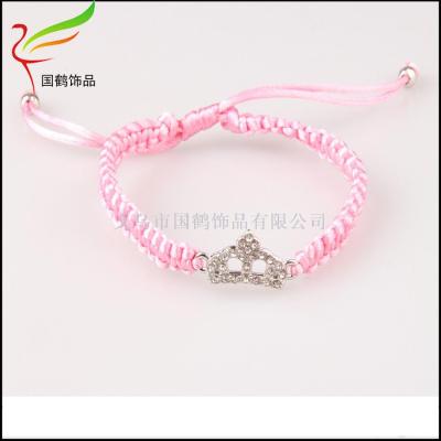 Retro leaf crown alloy diamond hand woven Bracelet