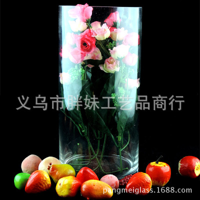 Manufacturers sell bamboo direct vase. Wholesale transparent glass straight vase. Floor large cylinder vase