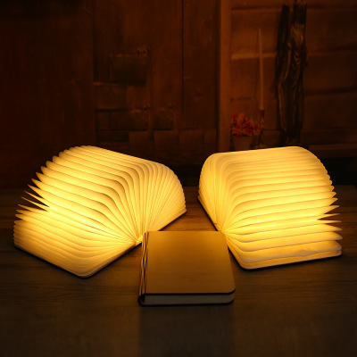 Creative LED book lamp usb-rechargeable wooden folding book lamp desktop decorative lamp. Birthday gift lamp