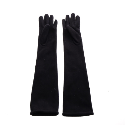 2020 New Winter Women's Gloves 50cm Non-Inverted Velvet Women's Single Simple Elegant Pure Color Warm Keeping Gloves