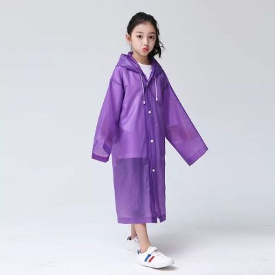 Children's pure color raincoat EVA wearing raincoat travel outdoors light transparent poncho