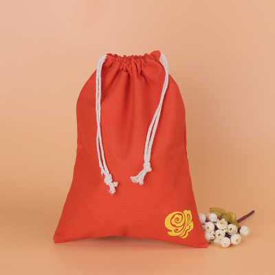 The factory supplies The delicate environmental protection portable drawstring cotton sack processing to order The advertisement printing stretch cotton bundle pocket