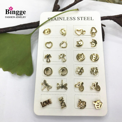 Japanese and Korean fashion animal ear studs men and women titanium steel earring/earring wholesale styles many