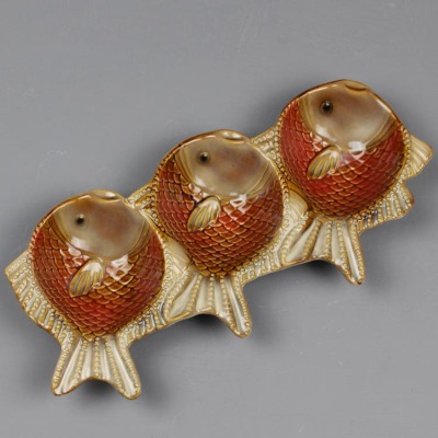 Ceramic handicraft sets a red fish fish dish for years surplus tea table sets a dry fruit plate for storage