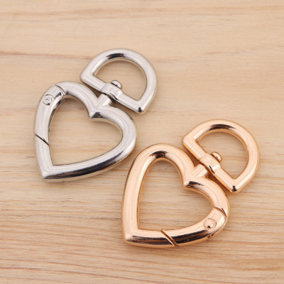 Quick hanging spring heart button gold metal hook car key ring opening ring connect diy key accessories