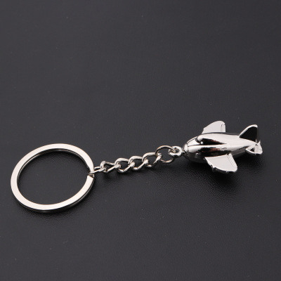 Small metal airplane key chain creative car key ring key chain pendant airline school lettering gift