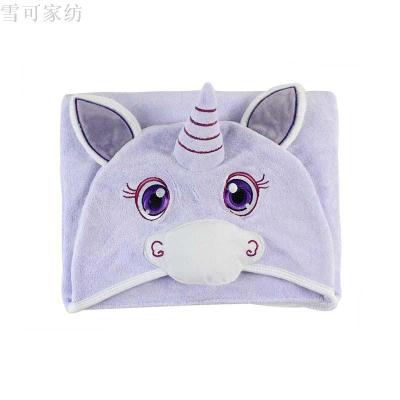 Amazon unicorn bamboo fiber hooded bath towel 90*90cm 500gsm bamboo fiber hot style wrap is customized