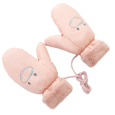 Winter children warm gloves waterproof anti-cold cartoon gloves women Korean version of lovely hanging neck gloves