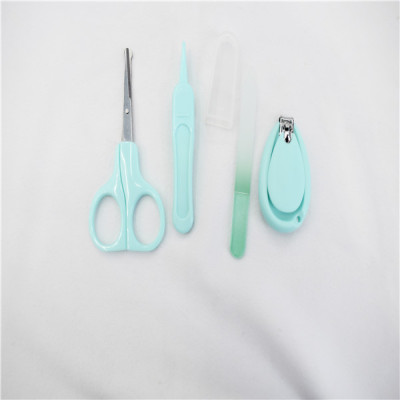 Children's four-piece set, baby scissors, scissors, glass file, nose clip. Nail clippers.