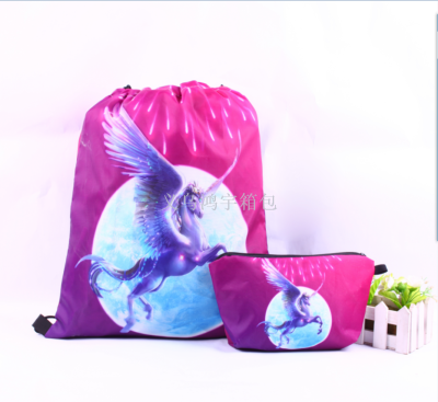 New hot sale of European and American trend printing bag bundle pocket friendly 2 pieces of package manufacturers direct