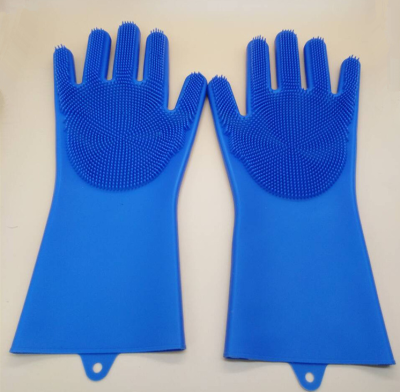 Silicone Dishwashing Magic Gloves Silicone Long Hair Brush TikTok Anti-Scald Slip-Resisting Silicone Gloves