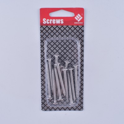 Hardware fasteners blister pack 12PCS stainless steel big flat head self tapping screw 4*40mm