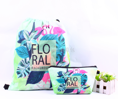 Hot selling fast selling Hot style printing all european-style portable combination package pull rope bag cosmetic bag wholesale