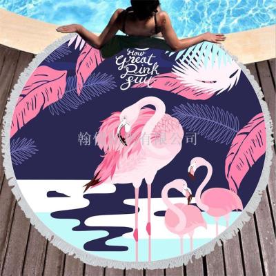 Fringe oversized round beach cushion yoga mat flamingo beach resort mat