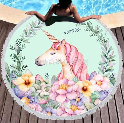 Fringe oversized round beach cushion yoga mat unicorn beach resort mat