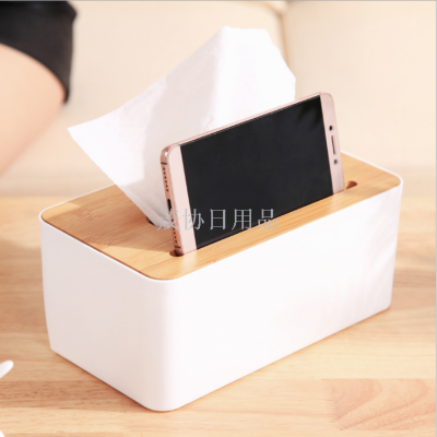 Factory Direct Sales Bamboo Tissue Box Creative Desktop Wooden Storage Box Wooden Tissue Box Napkin Paper Box