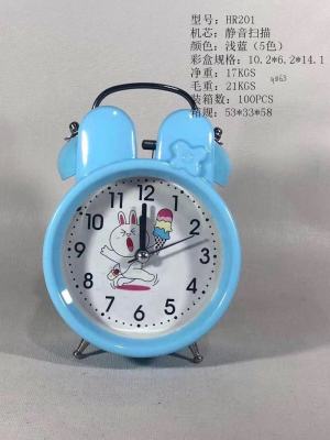 New Cartoon Mute Walking Time with Luminous Metal Binaural Ringing Bell Cute Pendulum Clock