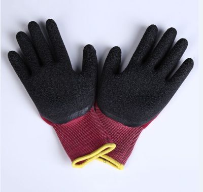 Tri - pin nylon line emulsion wrinkle factory metal smelting anti - skid wear - resistant labor protection gloves