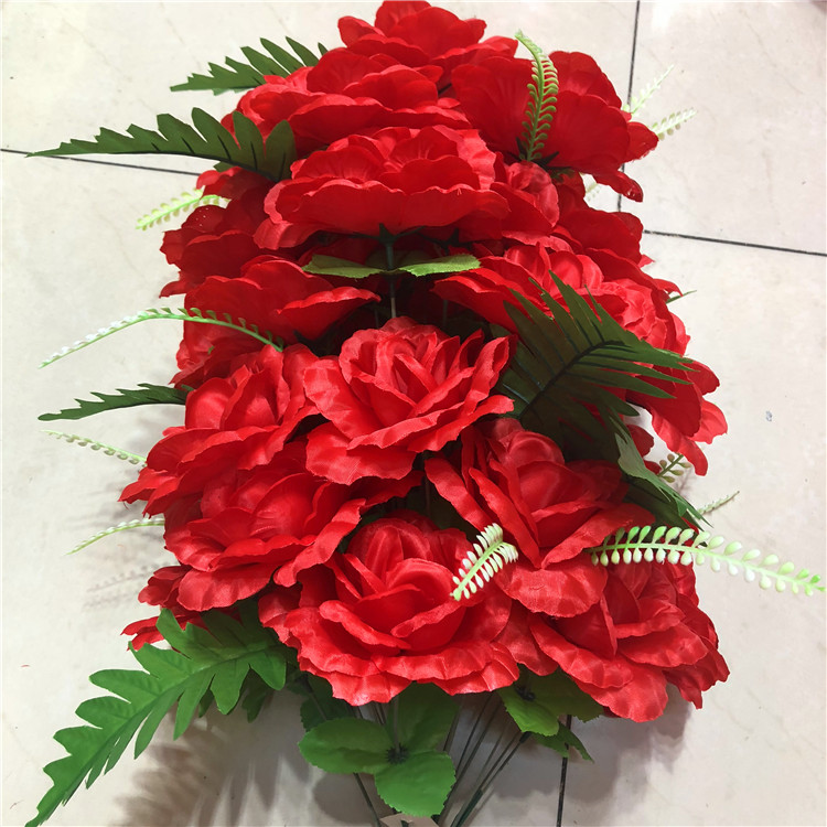 清明仿真花祭祀扫墓手工塑料人造花塑料假花装饰绢花36头芙蓉