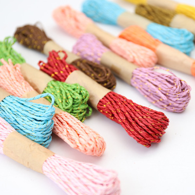 Manufacturer direct selling gold wire woven packaging paper rope gift bottles children paper painting Lafite straw rope 12 colors mixed package