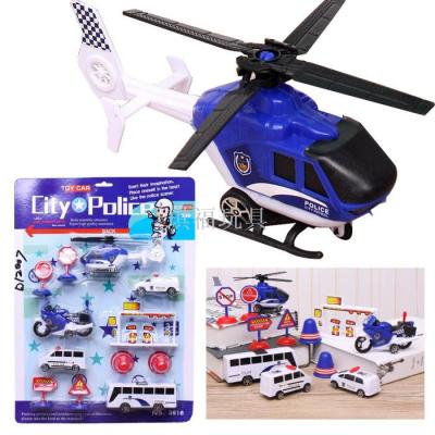 The children's toy city police squad car model combination of the supermarket chain store nine yuan to sell more.