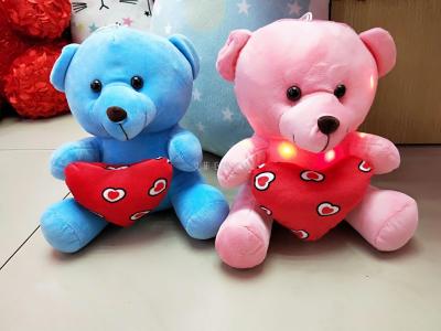 Luminous bear plush toy doll, doll, heart pendant LED tie bear manufacturers direct sales