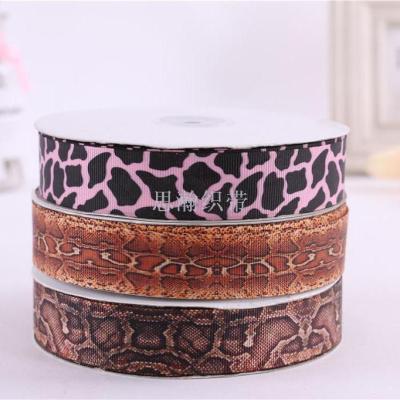 Manufacturers direct sales of ribbed printed leopard ribbon clothing accessories diy hair accessories shoes and hats decorative ribbon