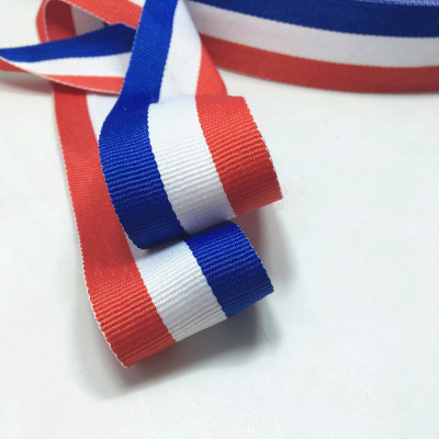 Red, White and Blue Tripe Tape Creative Fashion Medal Belt Home Textile Sling Processing Customized Polyester Ribbon Wholesale