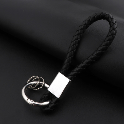 Premium woven leather key ring female Volkswagen Toyota BMW spring button male car keychain