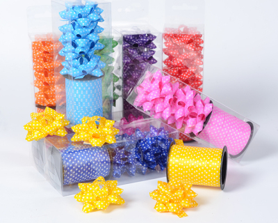 Ribbon star flower display 2.3 \"4 flowers +1 coil ribbon ribbon decoration Christmas gift packaging gift box