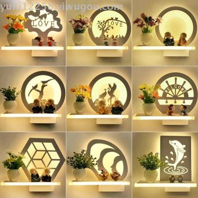 LED Wall Lamp Bedside Lamp Flower Garden Romantic and Cozy Home Decoration Wedding Room Aisle Mirror Front Wall Lamp Bedroom