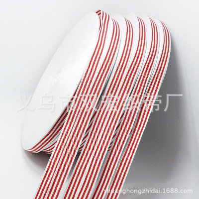 Fashion Polyester Ribbon 1.5cm Red and White Color Ribbed Band Clothing Auxiliary Belt Factory in Stock Wholesale
