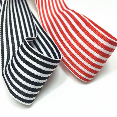 3.8cm Red White Black and White Tripe Tape Fashion Simple Dacron Ribbon Creative Bowknot Ribbon Factory Wholesale
