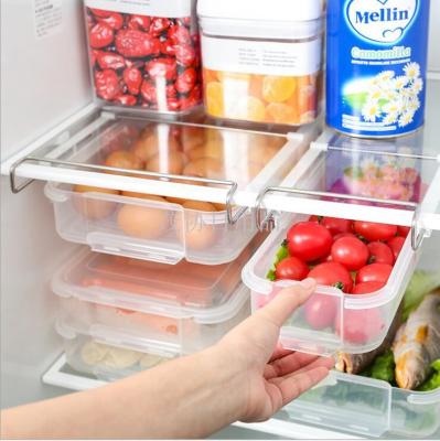 Pull-out Refrigerator Storage Box Wholesale Sealed Plastic Fresh-Keeping Storage Box Kitchen Finishing Classification Transparent Storage Rack