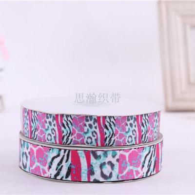 DIY digital printing thermal sublimation thread ribbon with leopard print series manufacturer direct can be customized