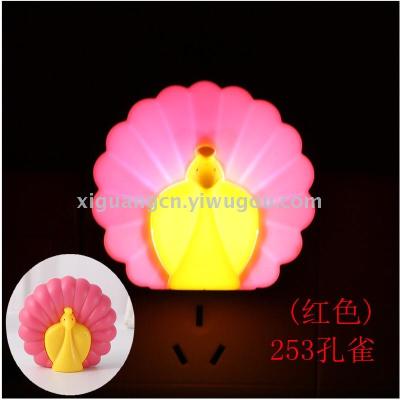 Peacock small night light LED plug socket small night light manufacturers direct marketing