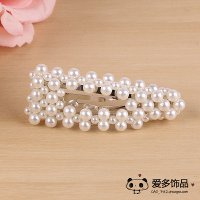 Web celebrity ins pearl hairpin one-word clip BB clip headwear versatile hair clip bangs clip